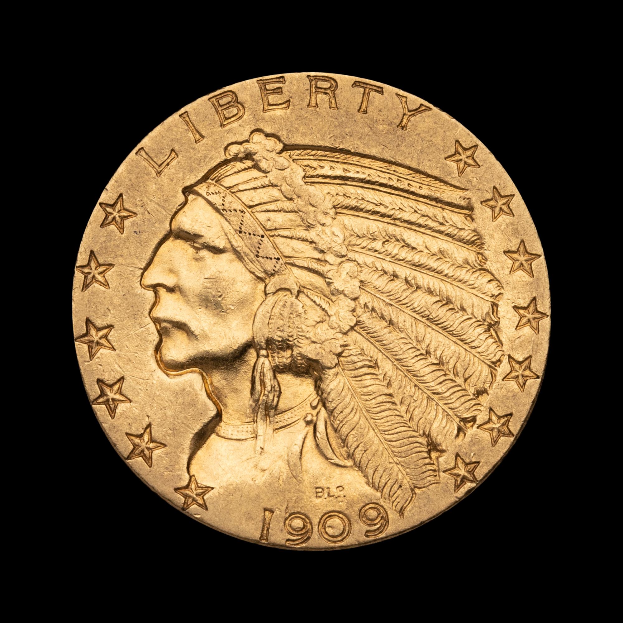 A 1909-D Indian Head $5 Gold Coin