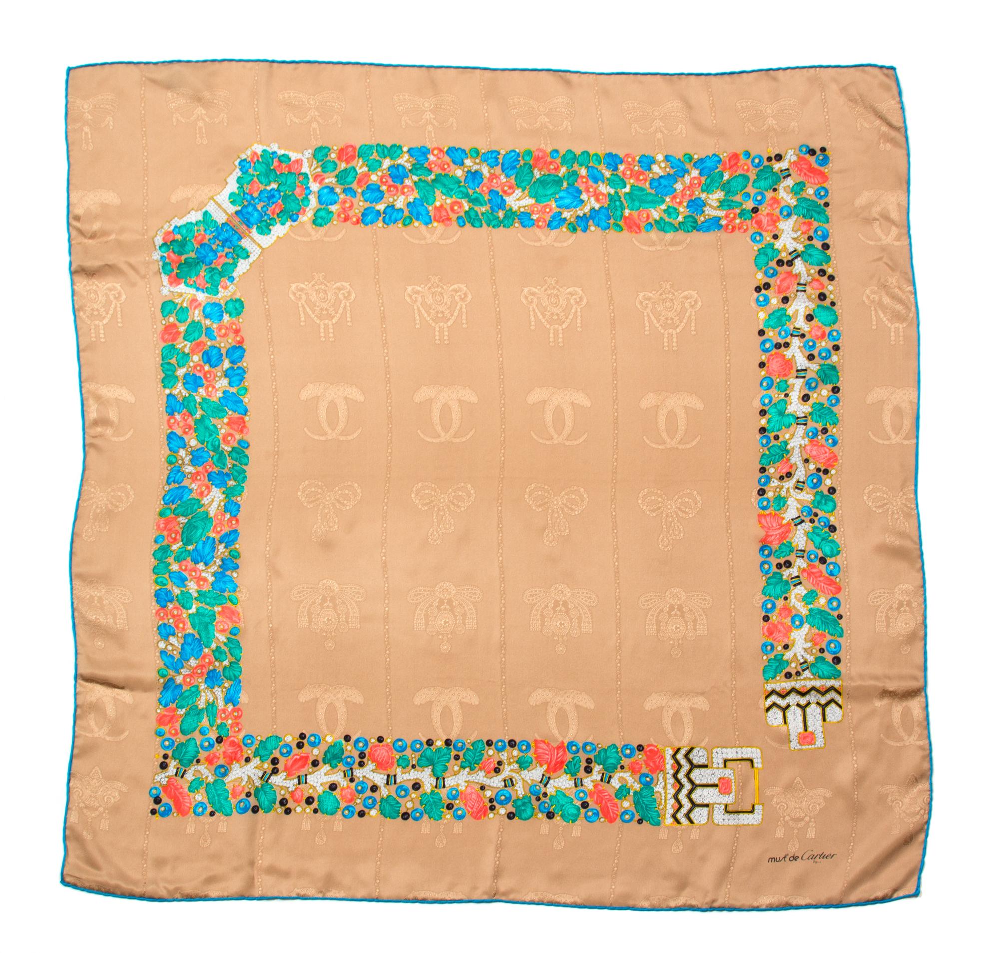 A Cartier Silk Jacquard Scarf, 34" x 34".
