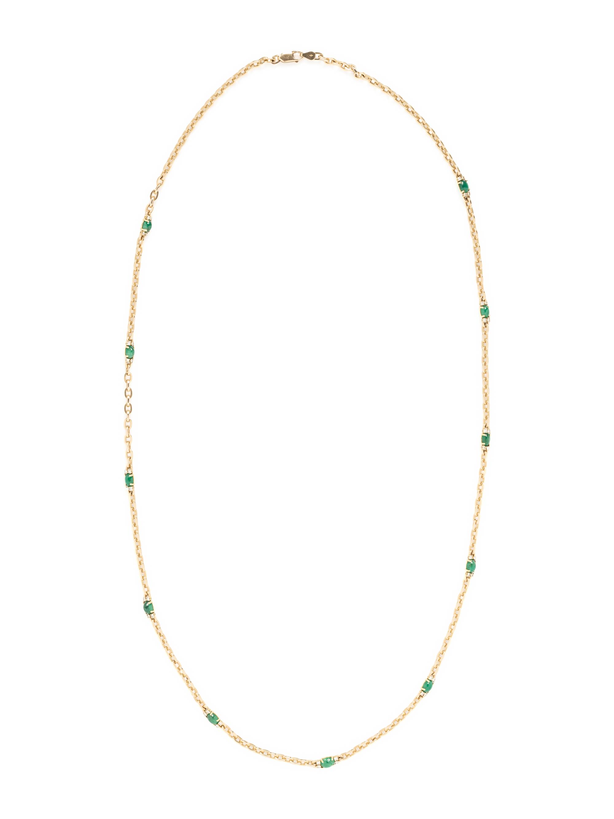 YELLOW GOLD, EMERALD AND DIAMOND NECKLACE