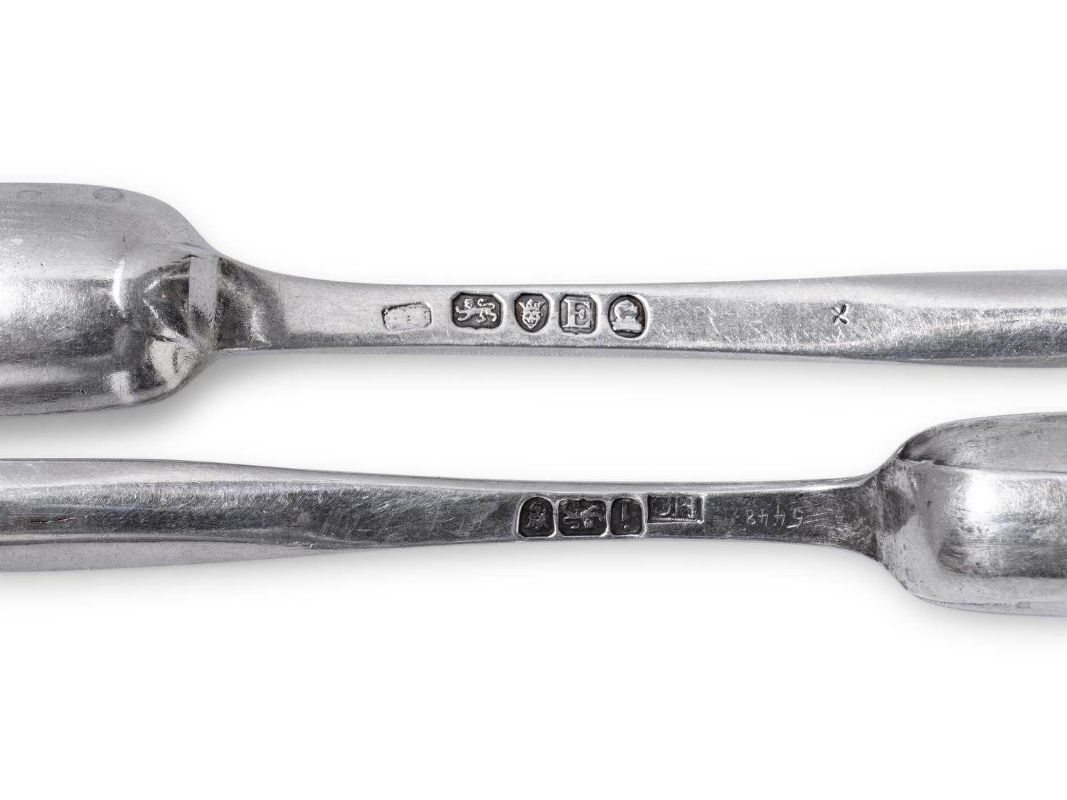 Two George III Silver Marrow Scoops