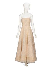 Oscar de la Renta, Embellished Champagne Tulle Evening Gown