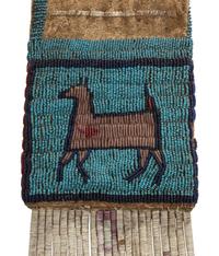 Sioux Beaded and Quilled Hide Tobacco Bag, with Heartline Deer and Tipis