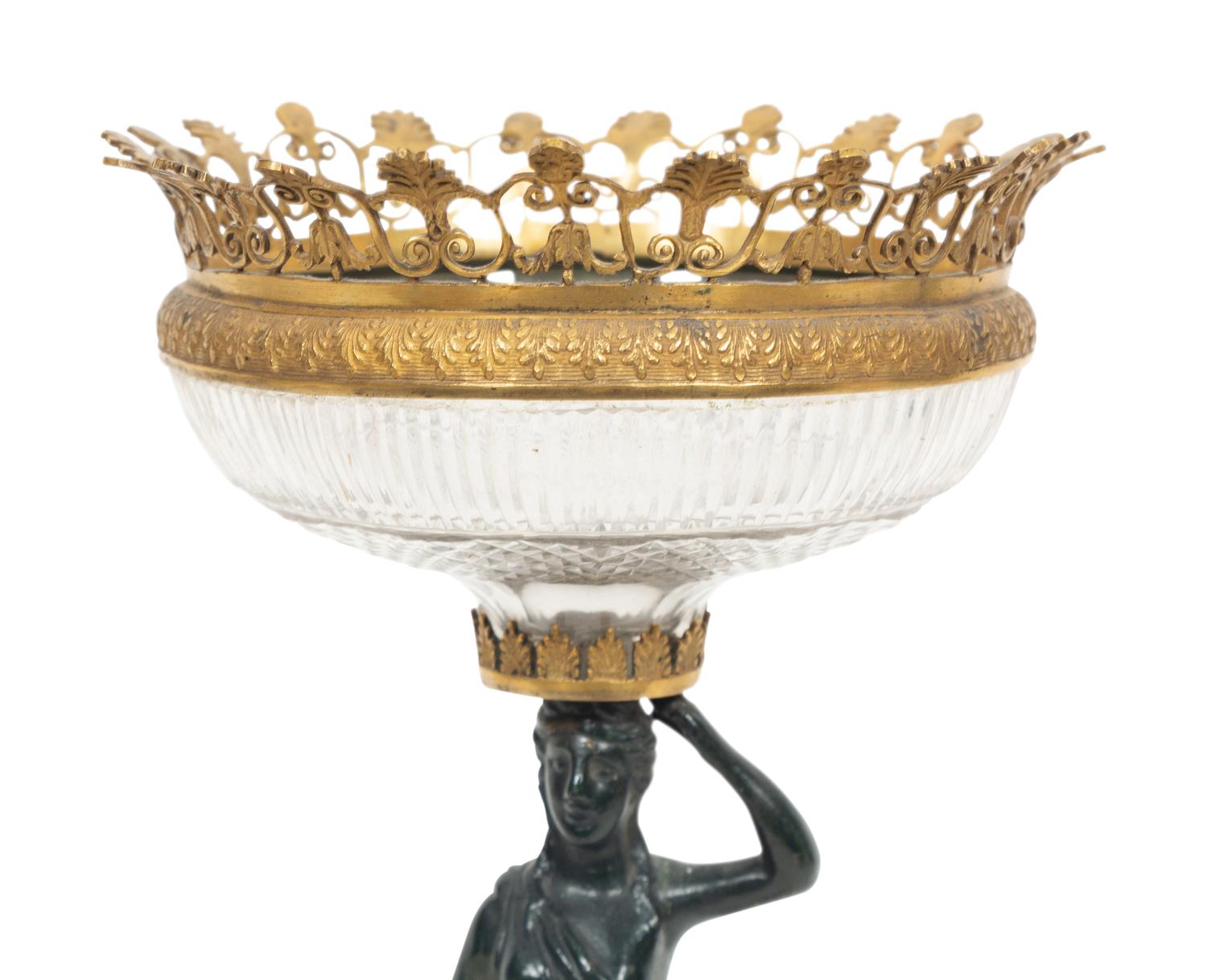 An Empire Gilt and Patinated Bronze and Cut Glass Bowl