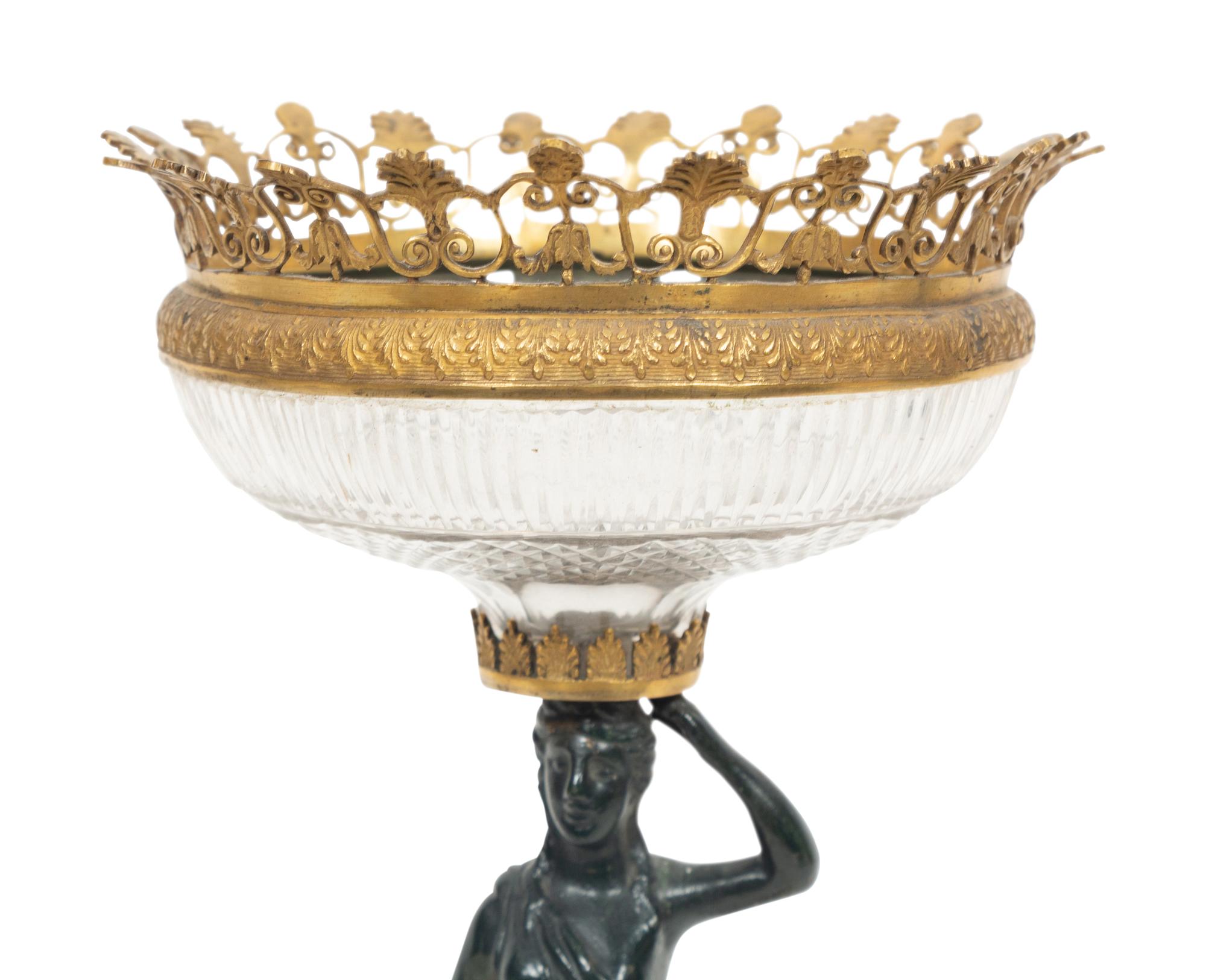 An Empire Gilt and Patinated Bronze and Cut Glass Bowl
