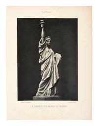 New York -- Statue of Liberty A pair of images related to the Statue of Liberty including an interior view of the head by Seneca Ray Stoddard (1844-1917).