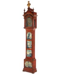A Continental Painted Tall Case Clock