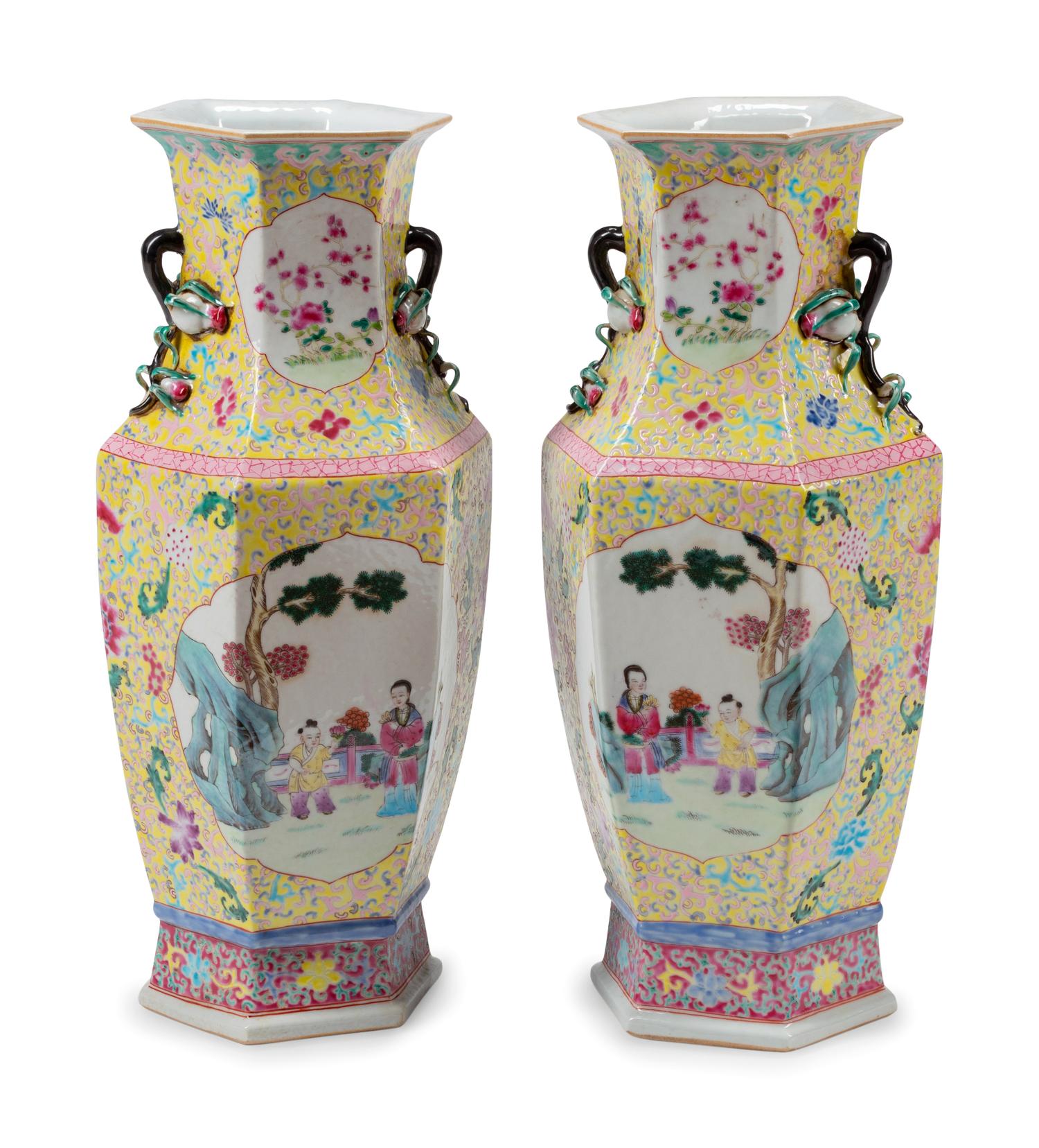 A Pair of Chinese Export Enameled Porcelain Vases