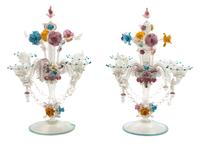 A Pair of Venetian Glass Four-Light Candelabra Height 24 inches. — MID-20TH CENTURY