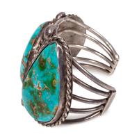 A Navajo Silver Wire and Turquoise Cuff Bracelet
