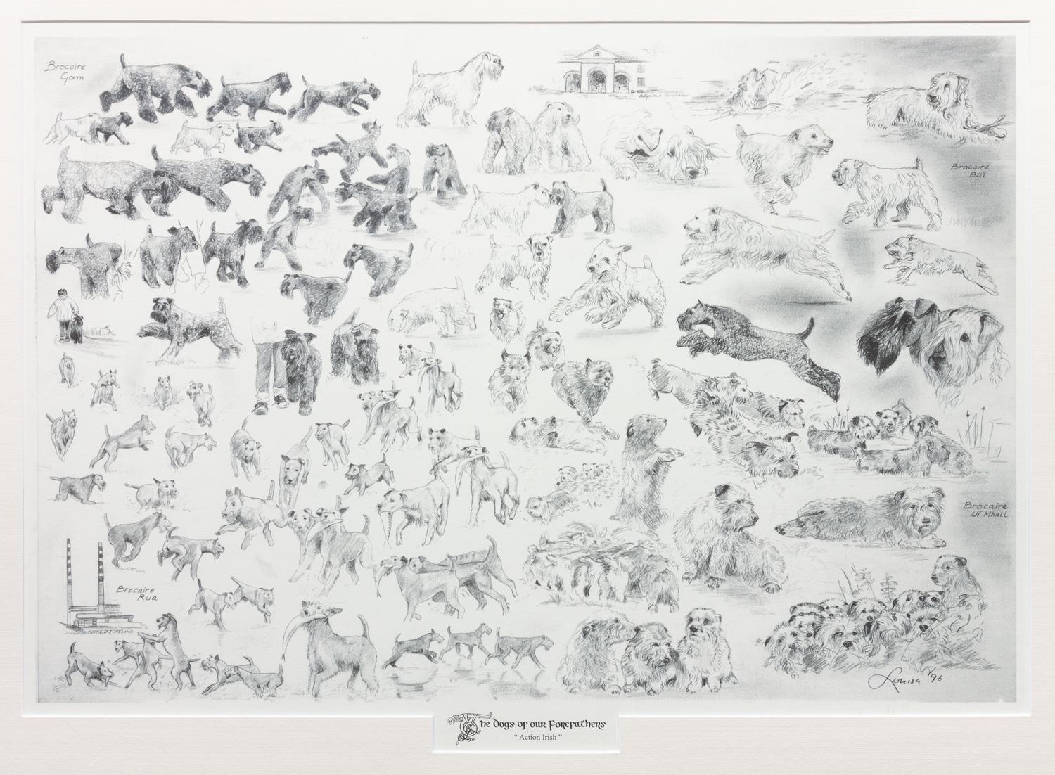 Two Works of Art depicting Greyhounds Largest: 25 x 29 inches.