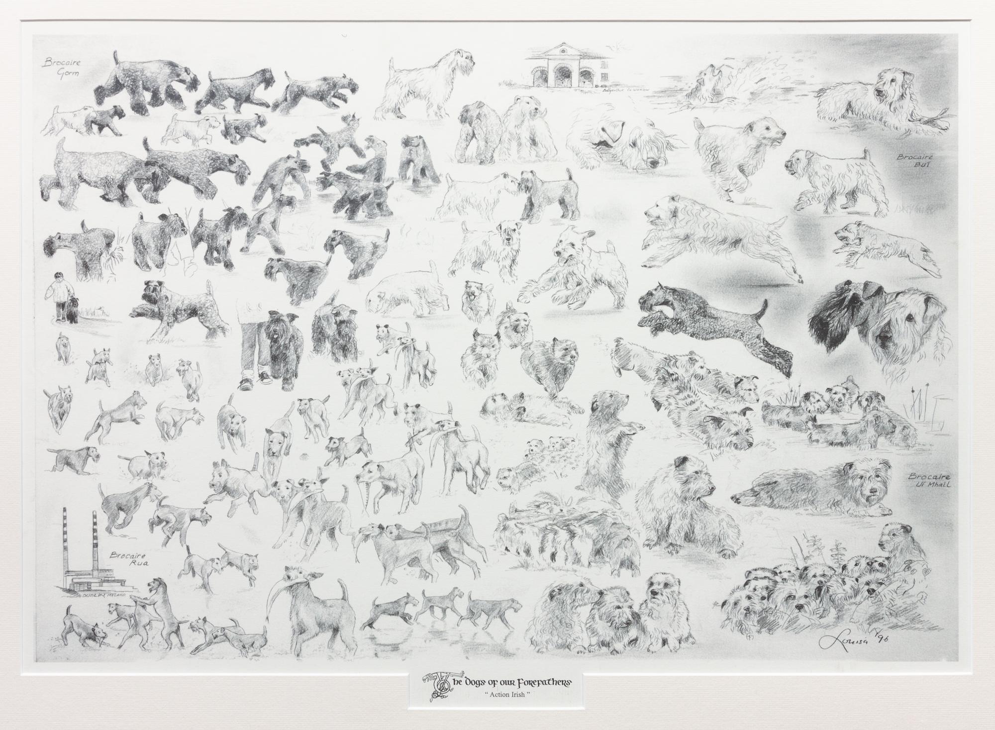Two Works of Art depicting Greyhounds Largest: 25 x 29 inches.