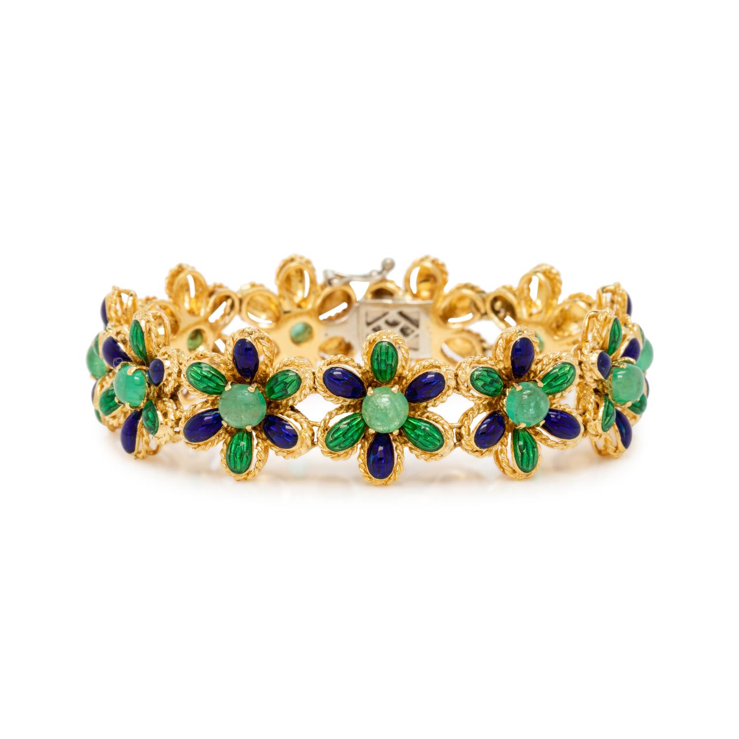 EMERALD AND ENAMEL BRACELET