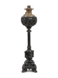 An American Neoclassical Cast Metal Oil Lamp