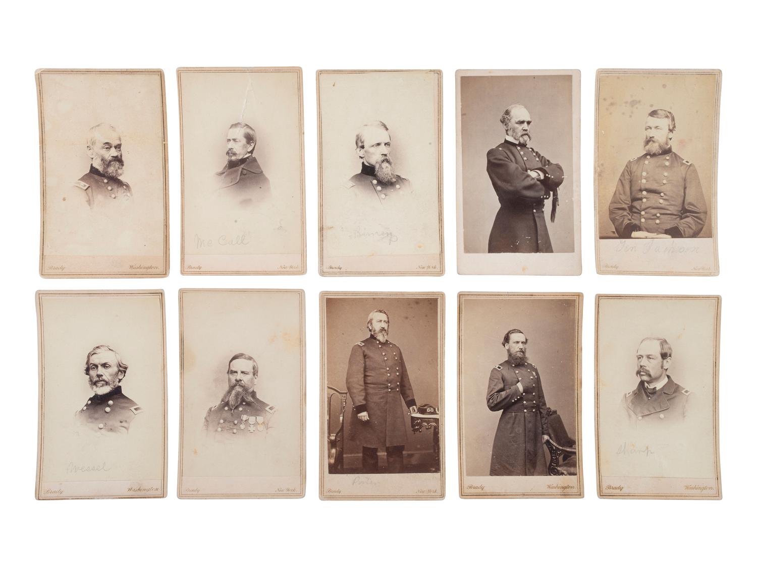 [CIVIL WAR - ARMY OF POTOMAC]. BRADY, Mathew (1822-1896), photographer. A group of 37 CDVs of Union generals, incl. MEADE, FRANKLIN, STONEMAN, BURNSIDE, TYLER, KEYES, GRIFFIN, MARTINDALE, and HATCH, MOH.