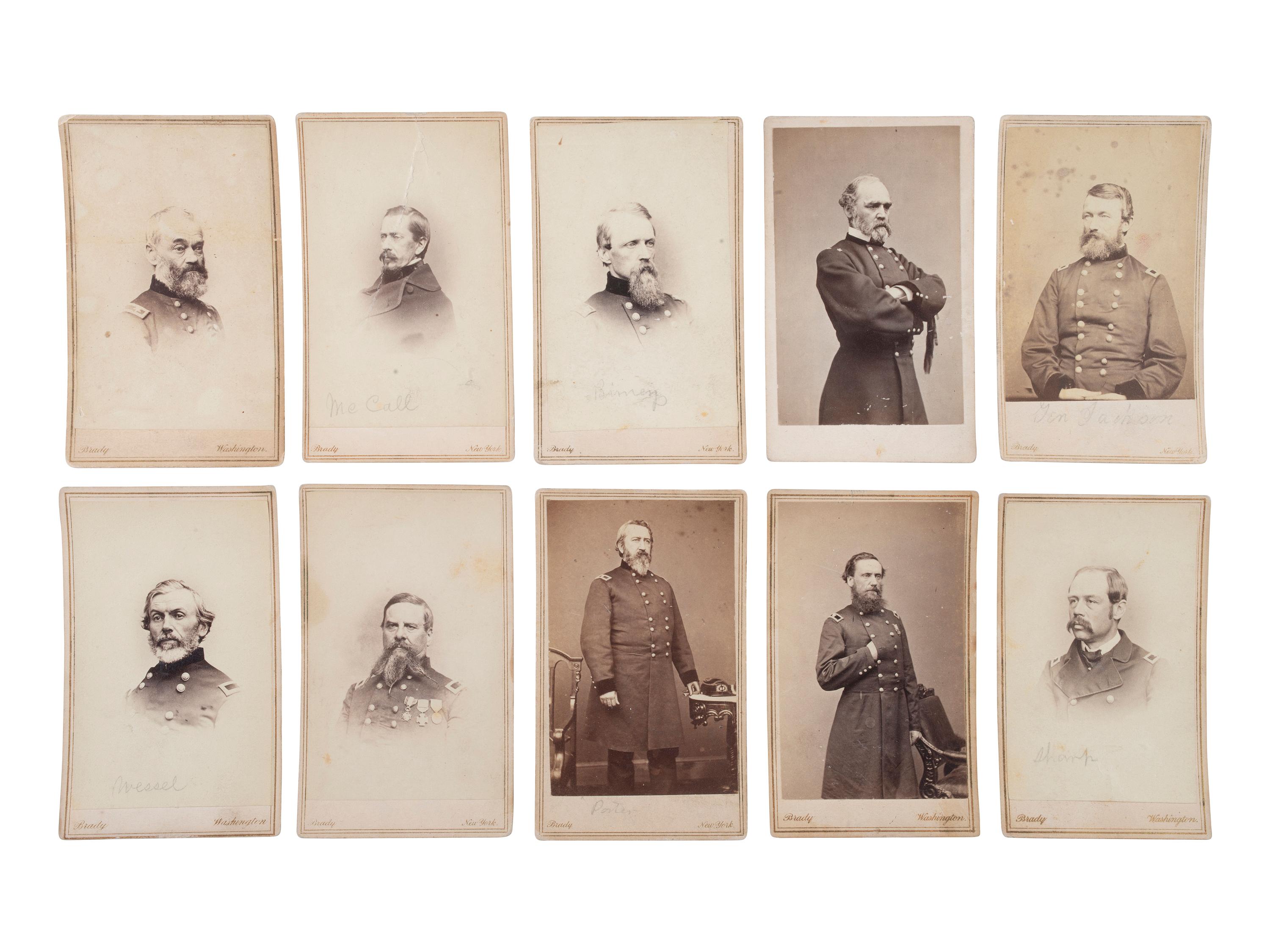 [CIVIL WAR - ARMY OF POTOMAC]. BRADY, Mathew (1822-1896), photographer. A group of 37 CDVs of Union generals, incl. MEADE, FRANKLIN, STONEMAN, BURNSIDE, TYLER, KEYES, GRIFFIN, MARTINDALE, and HATCH, MOH.