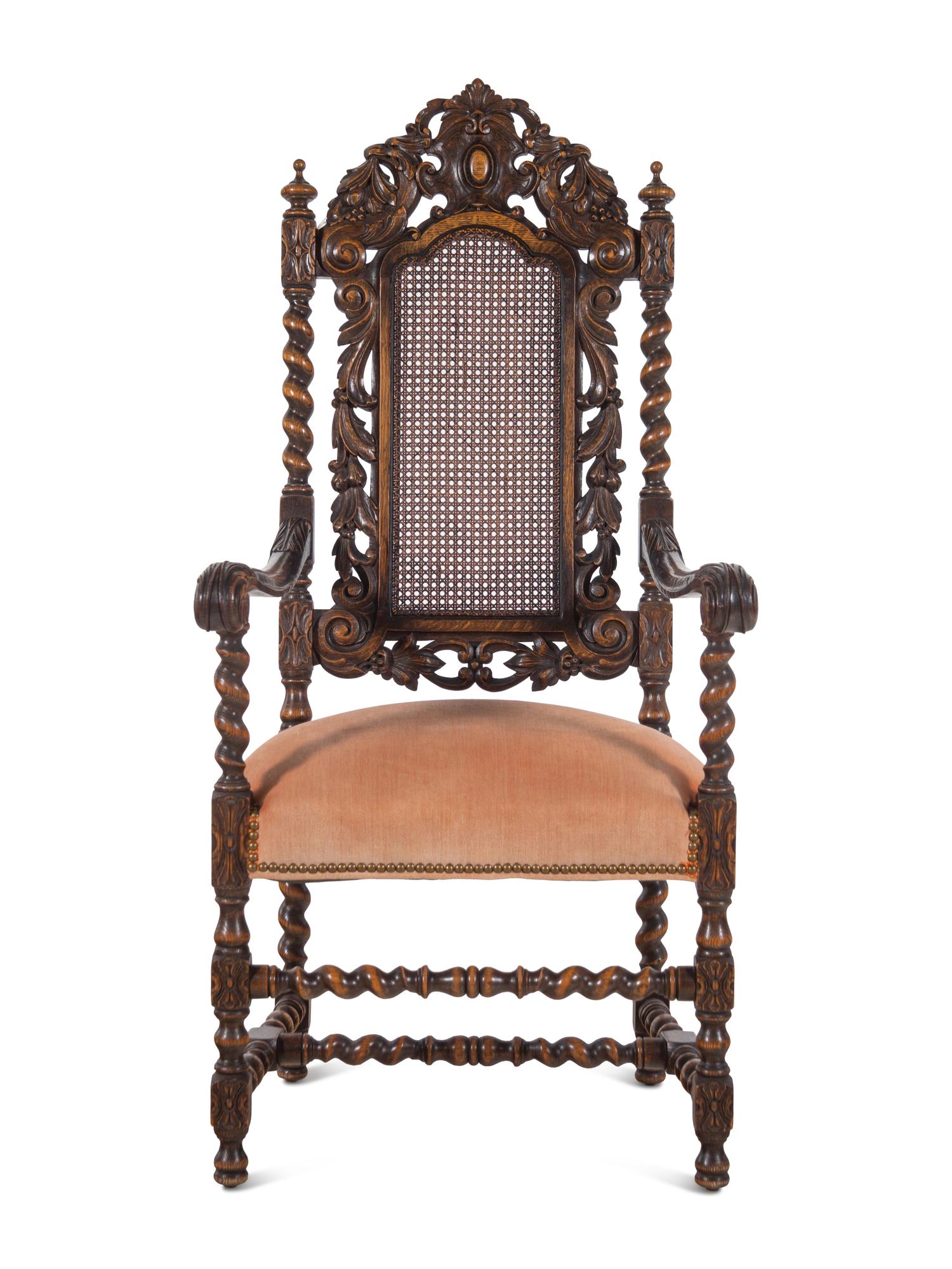 A William and Mary Style Oak Armchair