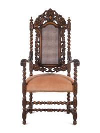 A William and Mary Style Oak Armchair