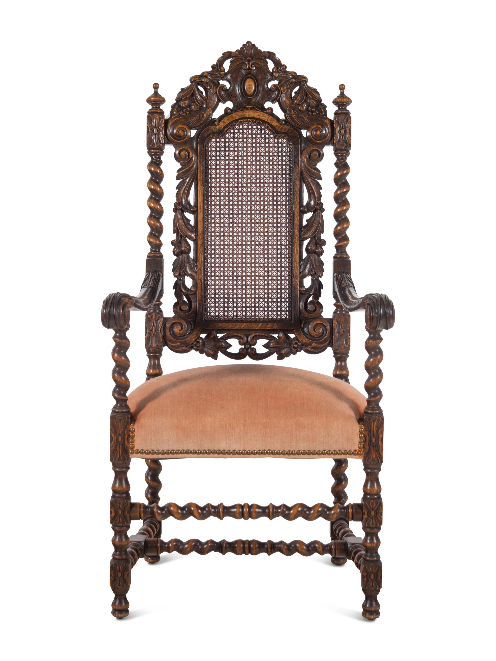A William and Mary Style Oak Armchair