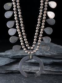 Zuni Channel Inlay Squash Blossom Necklace