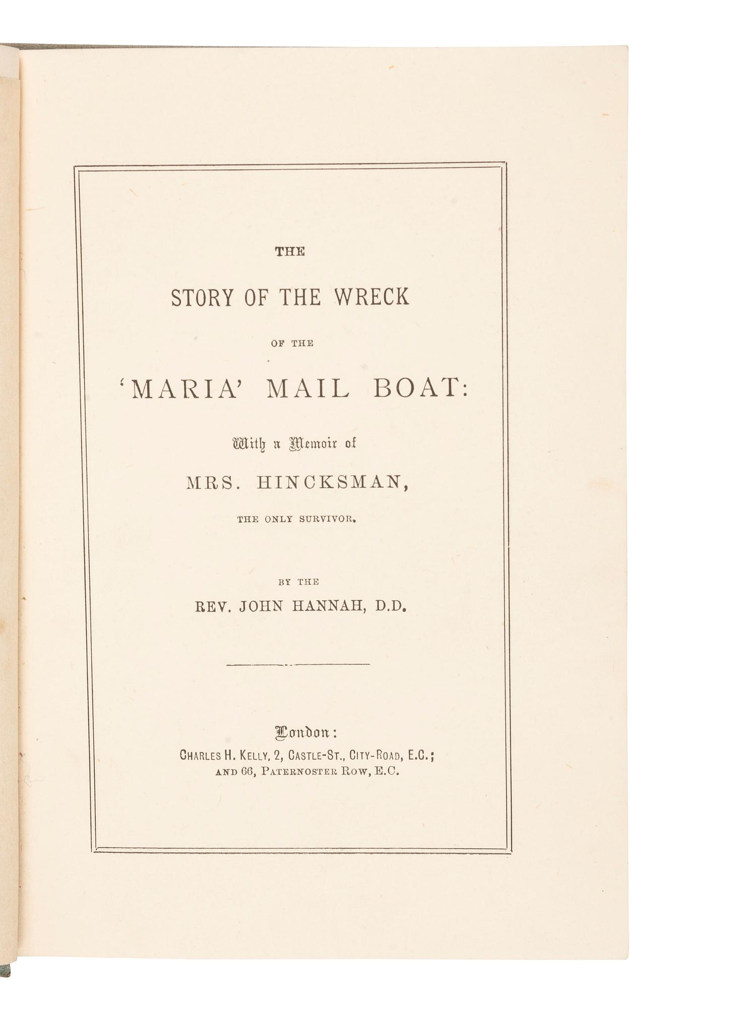 [SHIPWRECKS - BRITISH]. A group of 19th-century works about British shipwrecks, comprising: