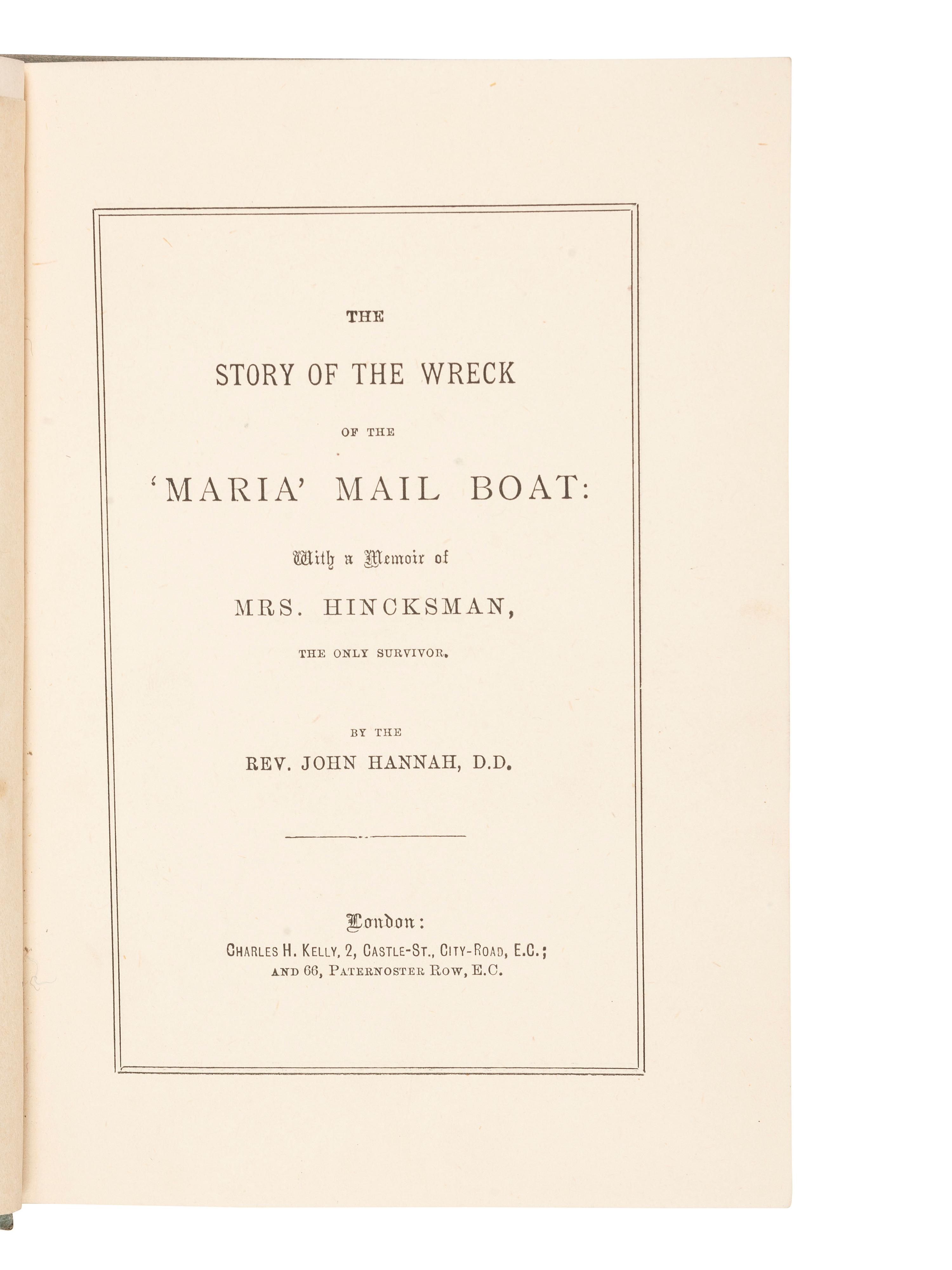 [SHIPWRECKS - BRITISH]. A group of 19th-century works about British shipwrecks, comprising: