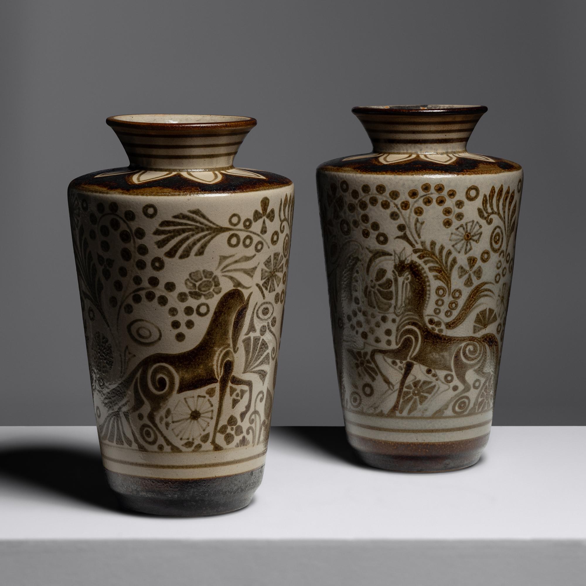 Pair of Ceramic Vases Atelier Primavera, c. 1930 France