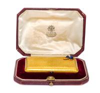 A Russian Gold and Sapphire Inset Cigarette Case, Edward Schramm, St. Petersburg, 19th/20th Century, of rectangular form with shamrock