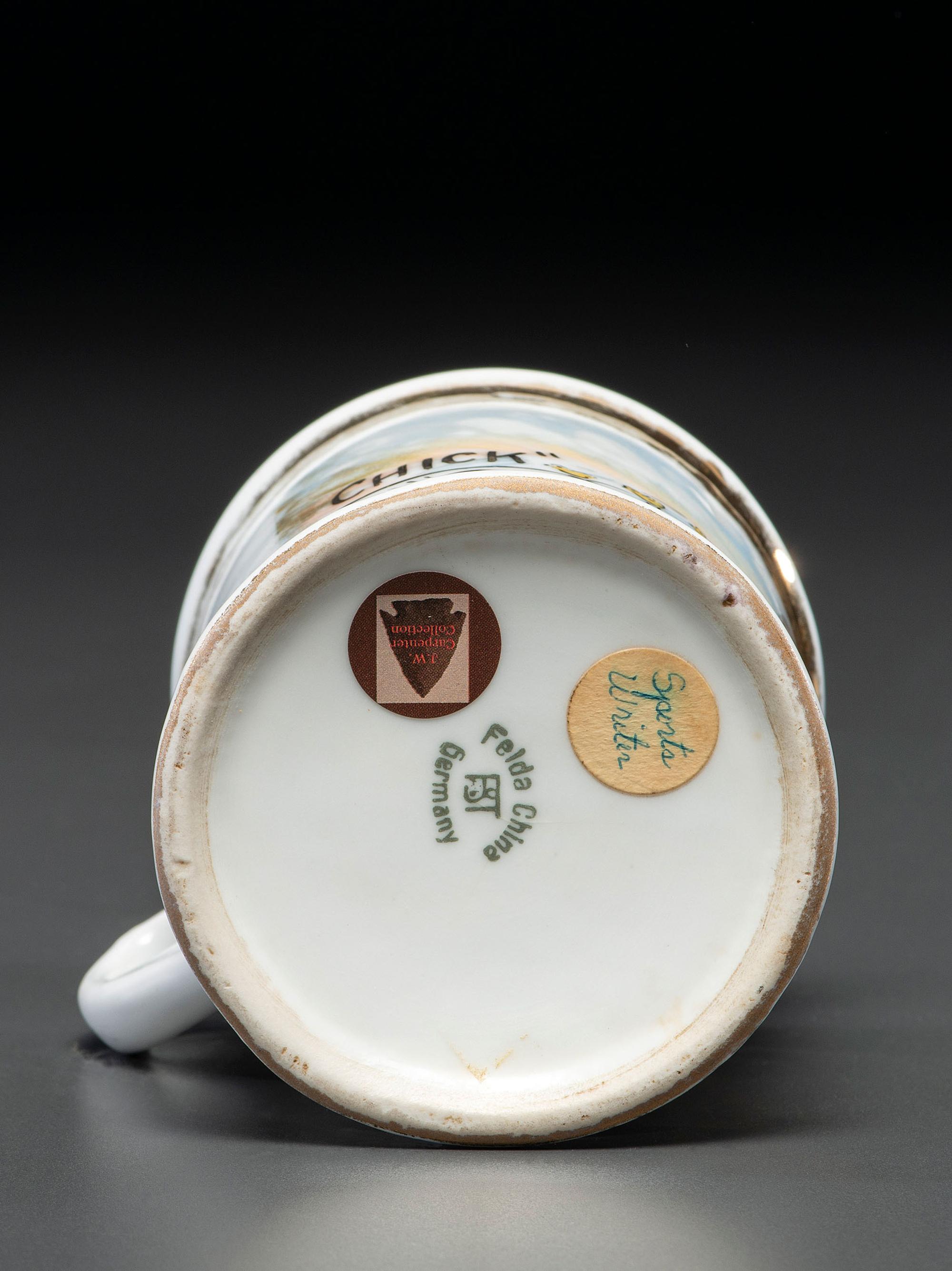 A Porcelain Occupational Shaving Mug Belonging to Sportswriter Chic Feldman of Scranton, Pennsylvania