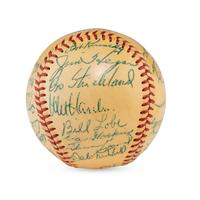A 1953 Cleveland Indians Team Signed Autograph Baseball Featuring Multiple Hall of Famers (JSA Letter of Authenticity),