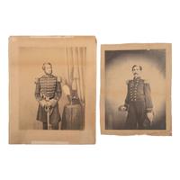 [Civil War] Three Large Portraits of Civil War officers, incl. Watercolor of Col. Marshall Lefferts.