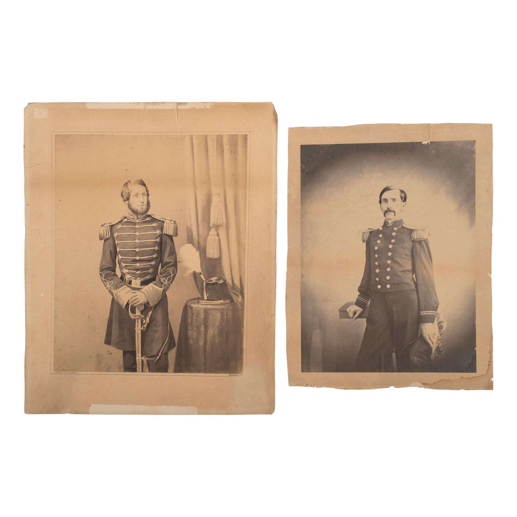 [Civil War] Three Large Portraits of Civil War officers, incl. Watercolor of Col. Marshall Lefferts.