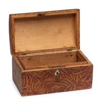 A Country Grain Painted and Carved Horn Inset Pine and Poplar Domed-Top Box, 19th Century