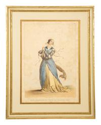 A Set of Six Framed Hand-Colored Costume Engravings
