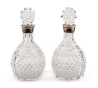 A Pair of French Cut Glass Decanters Height 13 1/2 inches.