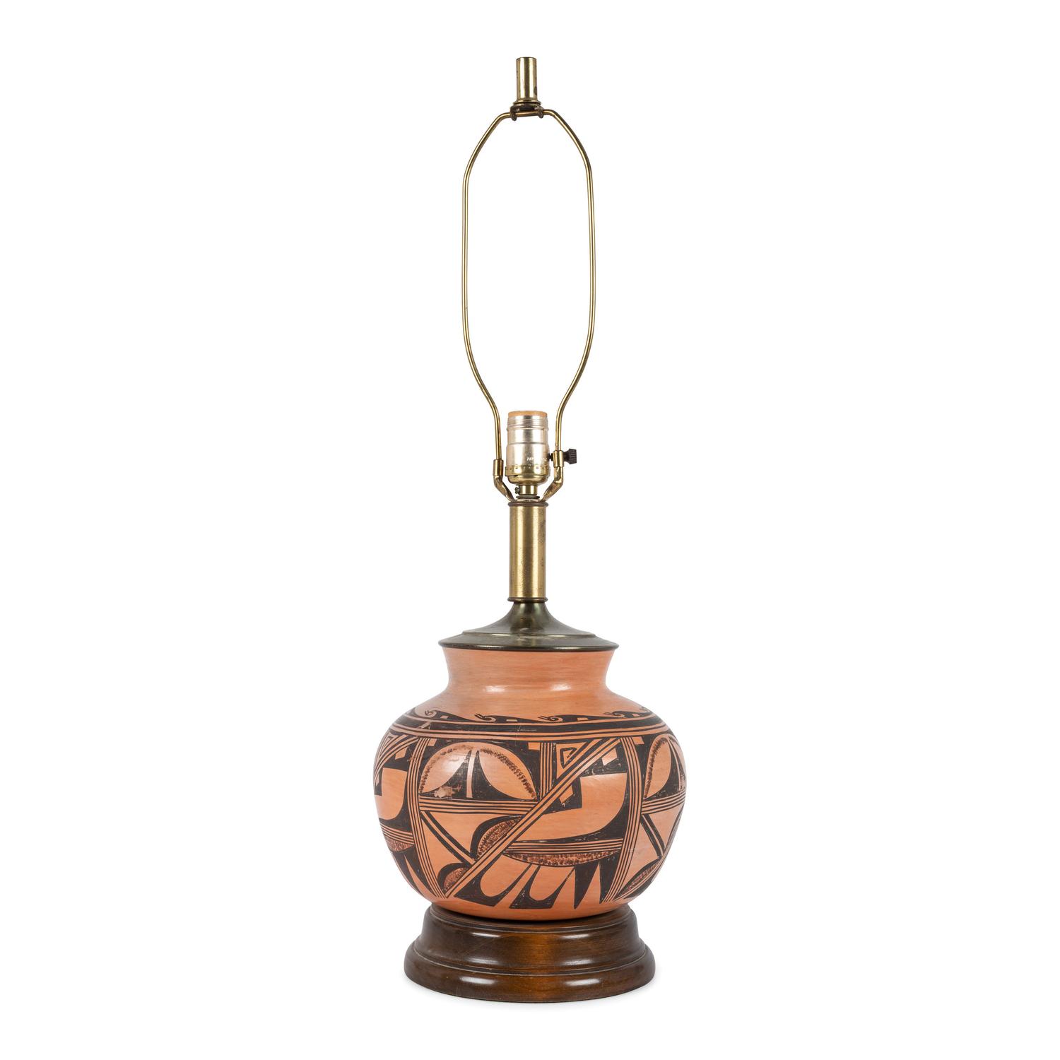 Hopi Pottery Jar, Mounted as Lampstand