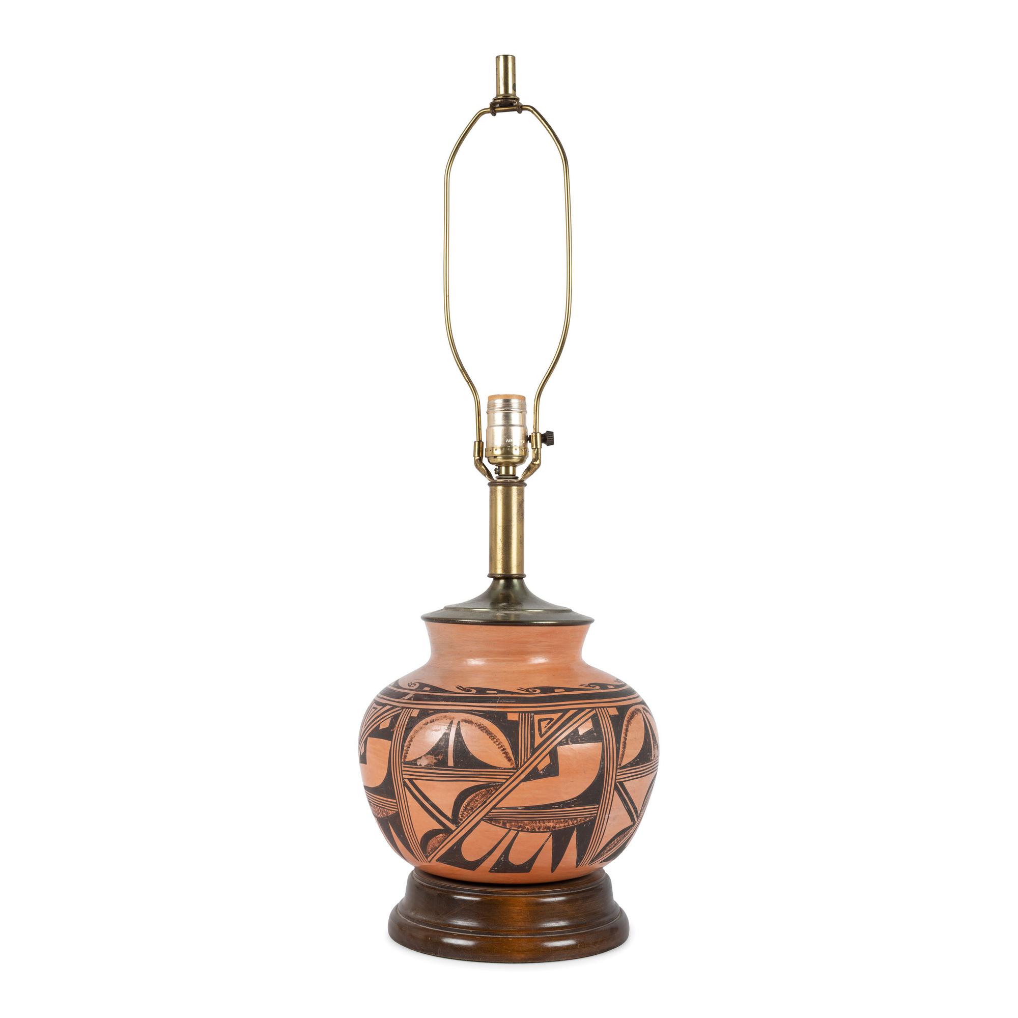 Hopi Pottery Jar, Mounted as Lampstand