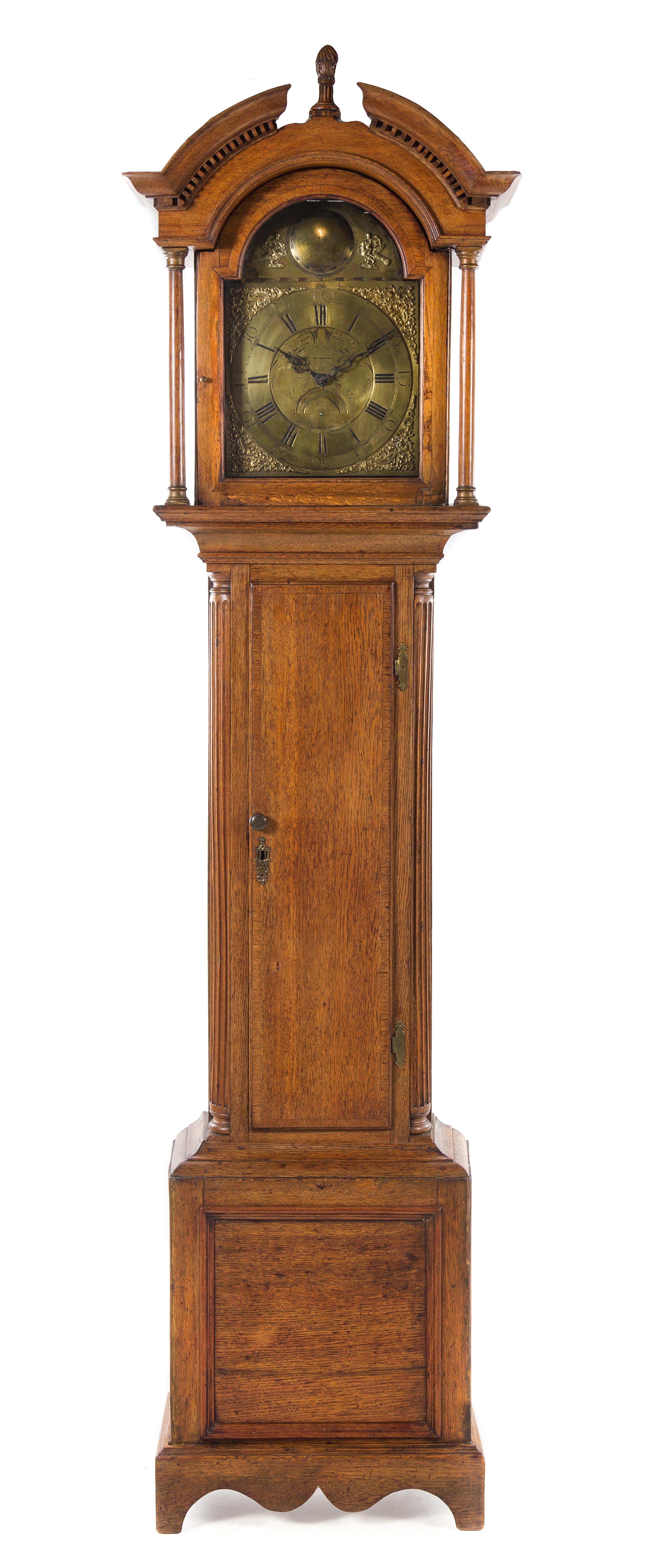 An English Oak Tall Case Clock Height 92 1/4 inches. — JOHN HARTLEY BURNLEY, 18TH CENTURY