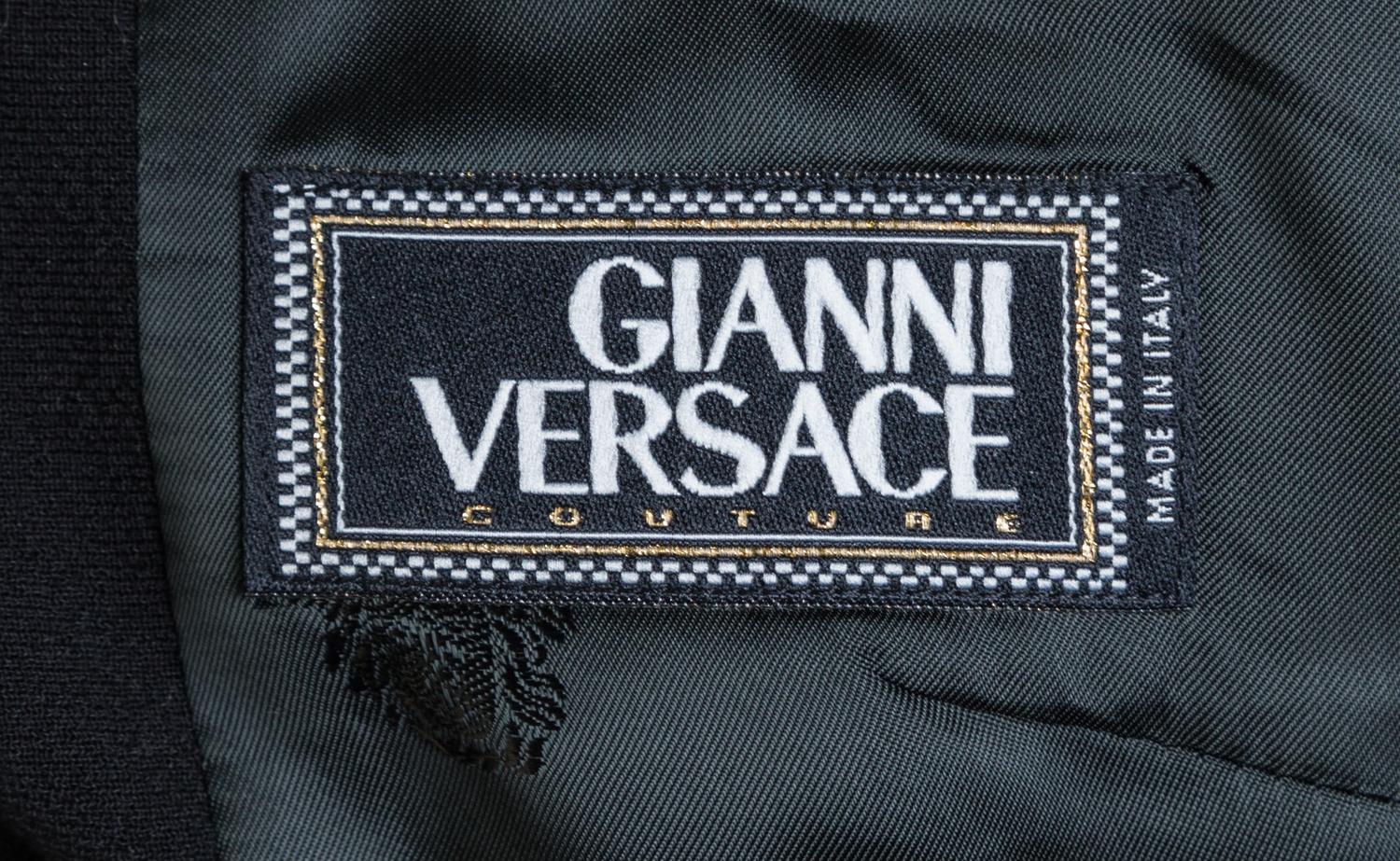 A Gianni Versace Couture Black Wool Jacket and Skirt Ensemble, Size 44.