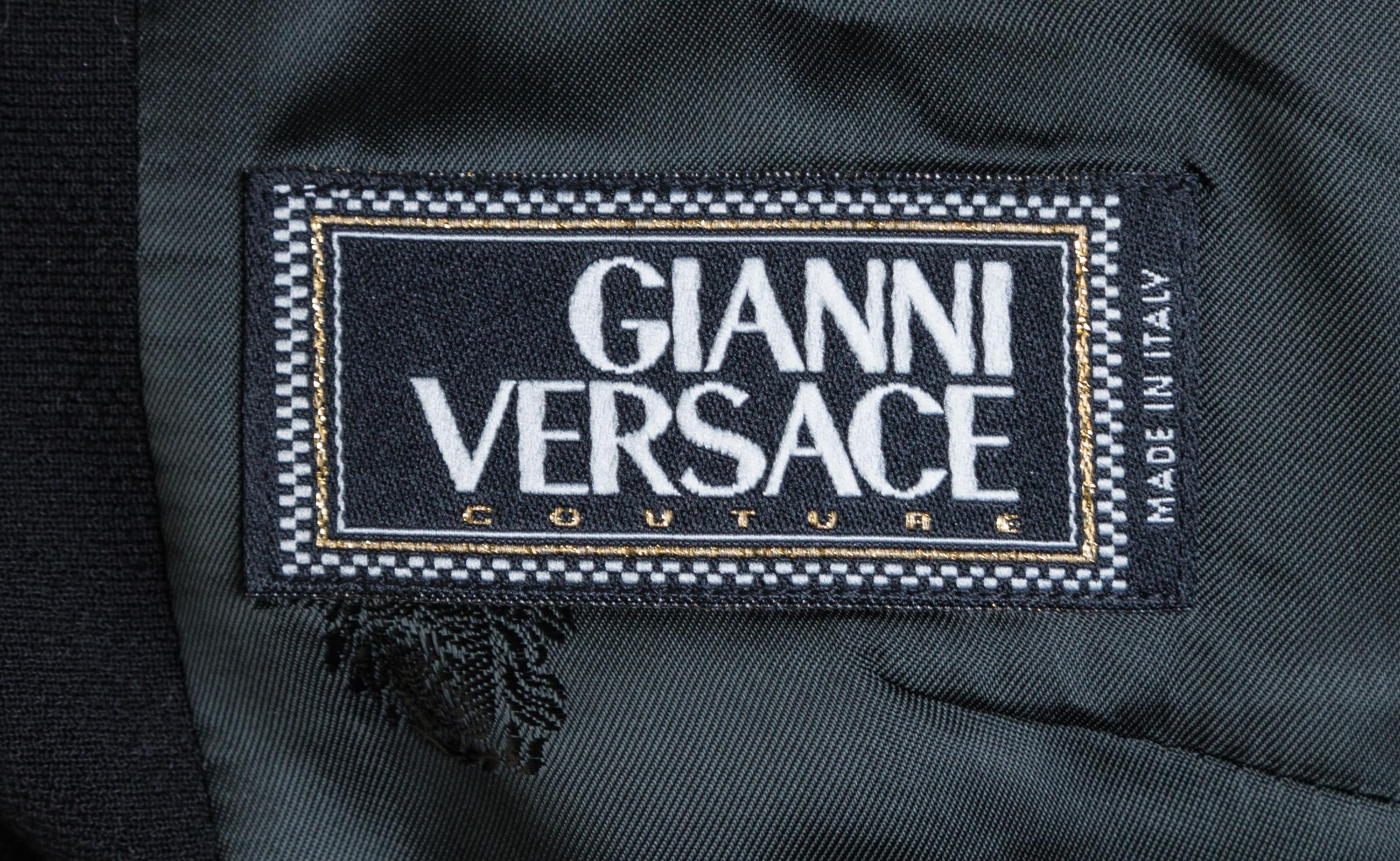 A Gianni Versace Couture Black Wool Jacket and Skirt Ensemble, Size 44.