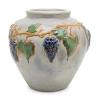 An Art Nouveau Majolica Floral-Decorated Floor Vase