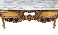 A Louis XV Style Giltwood Marble-Top Table