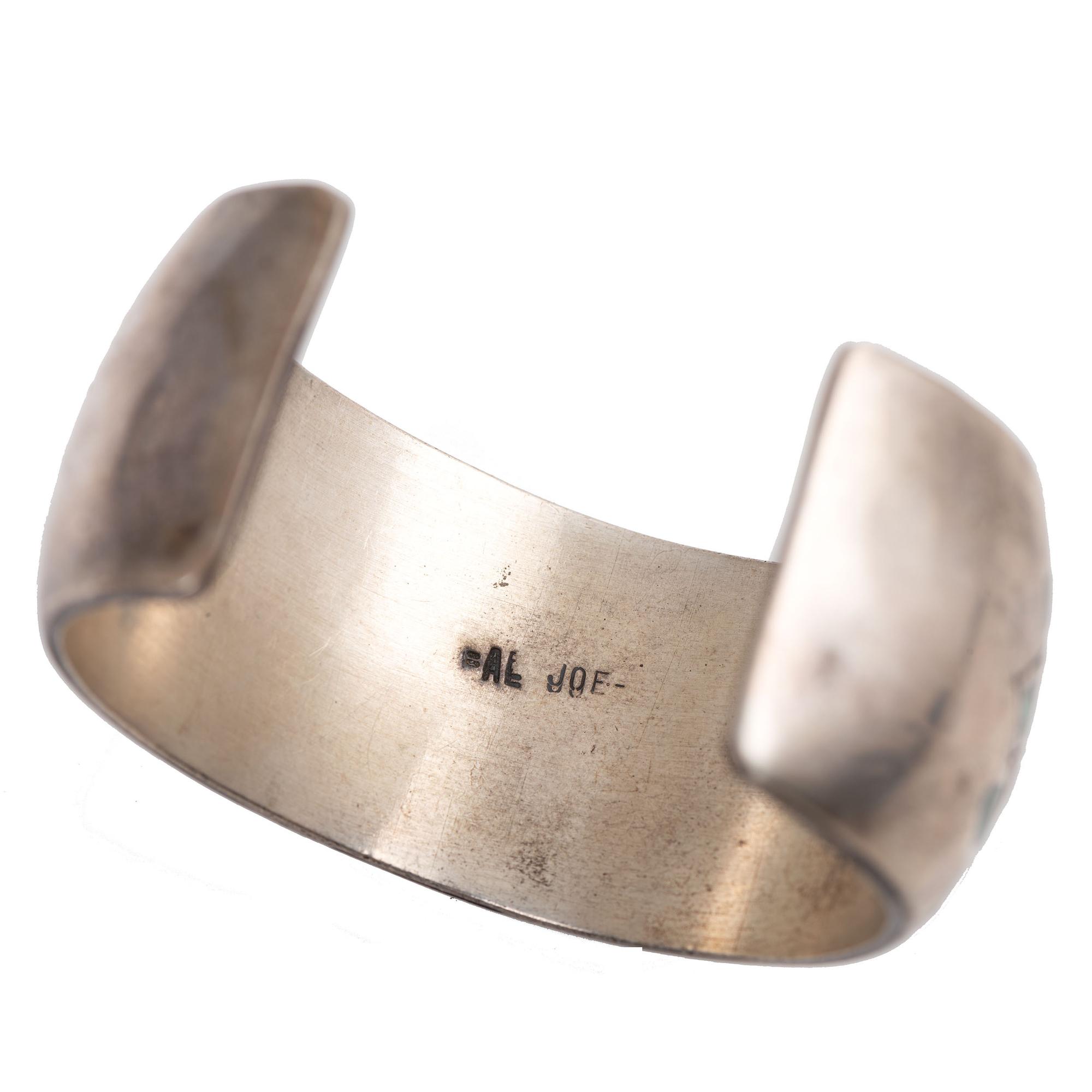 Navajo and Zuni Silver Cuff Bracelets, with Inlay