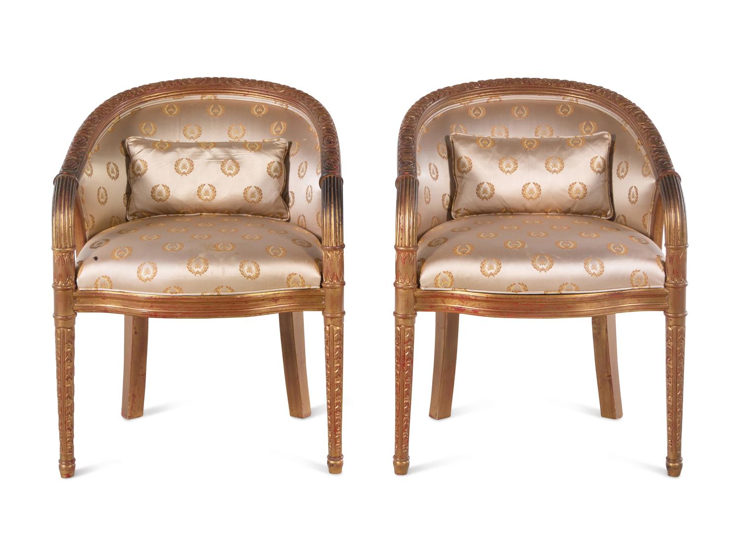 A Pair of Giltwood Armchairs