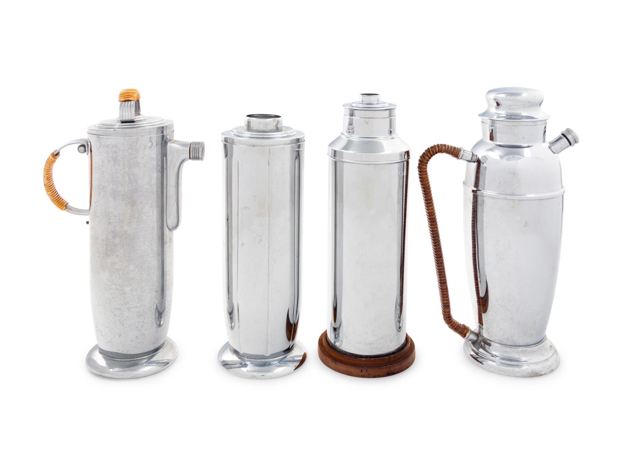 A Group of Four Chromed Metal Cocktail Shakers