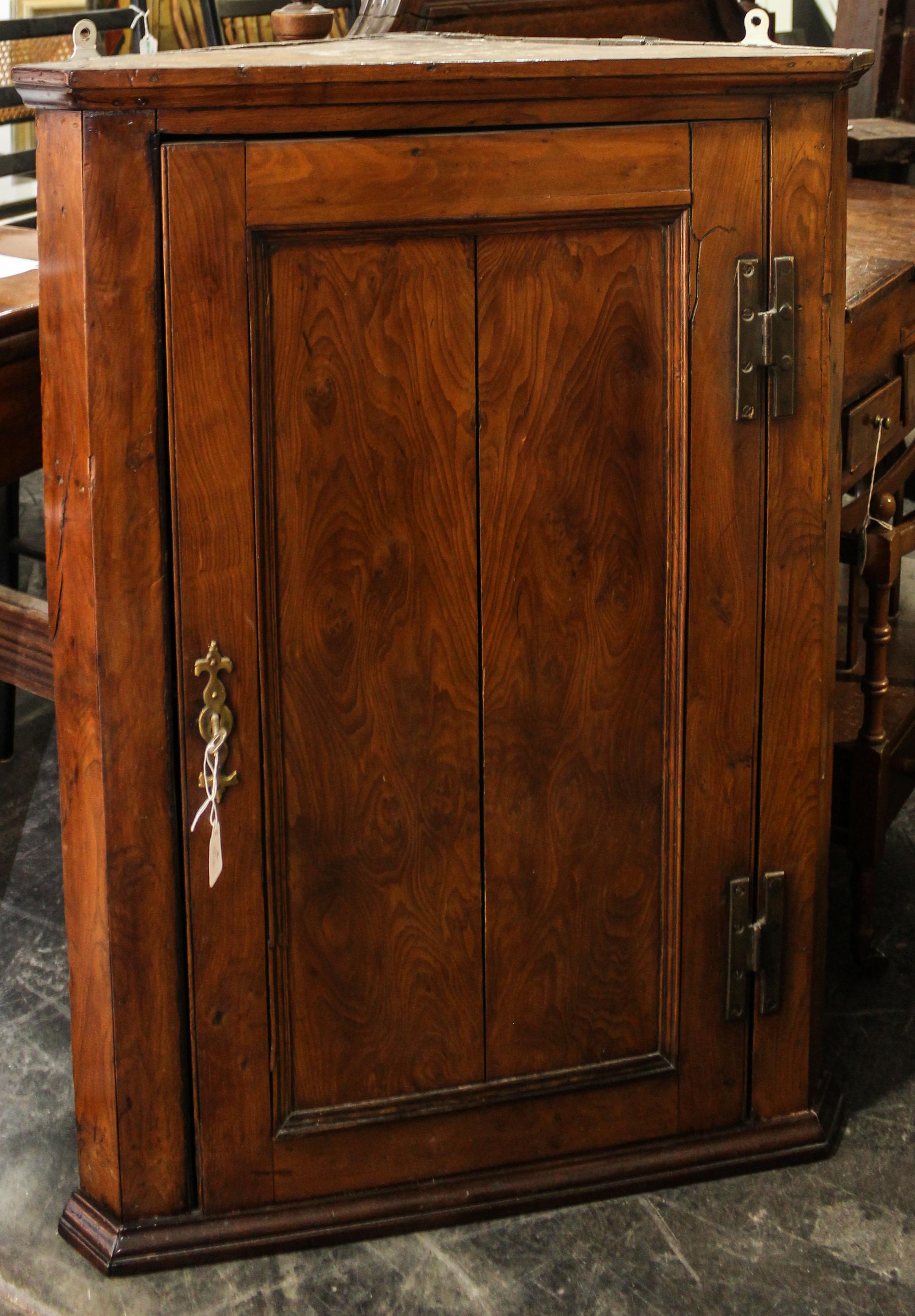 A French Provincial Hanging Corner Cupboard Height 36 x width 26 x depth 15 inches. — 19TH CENTURY