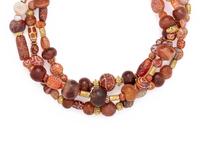ELIZABETH GAGE, ANCIENT CARNELIAN AND YELLOW GOLD BEAD NECKLACE