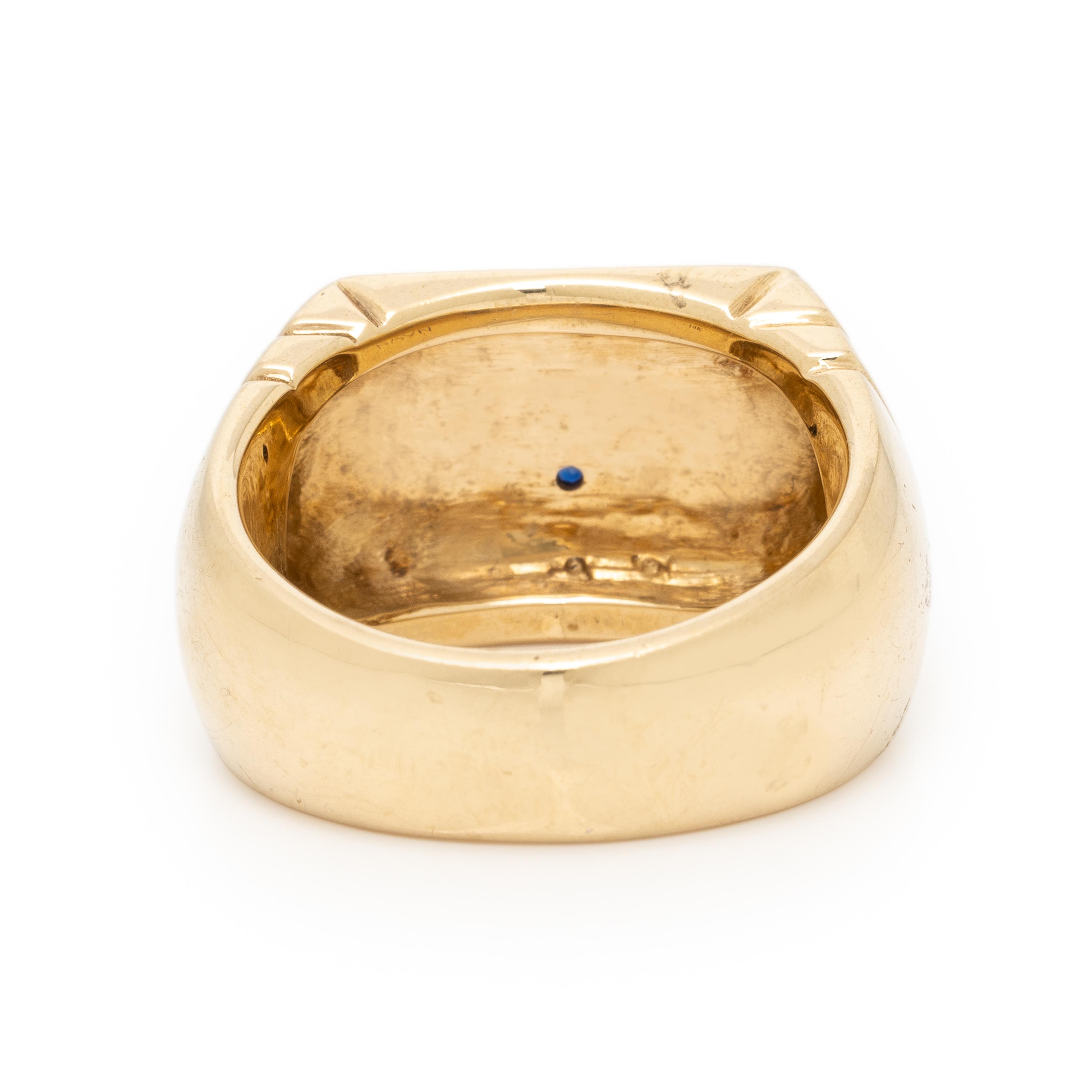 House of Ravn, Sapphire, Diamond, and Yellow Gold 'Deco' Ring