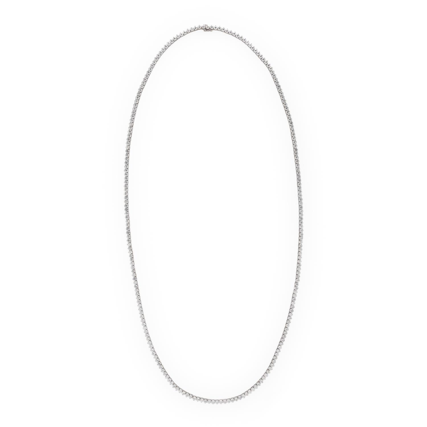Diamond and White Gold Line Necklace