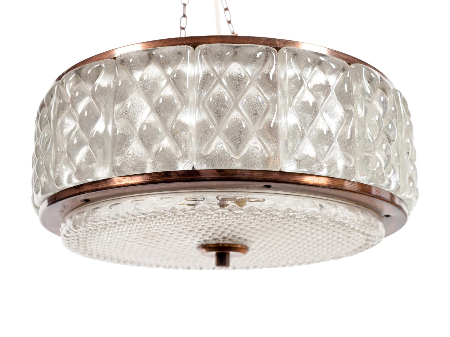 An Orrefors Flush Mount Fixture with Frosted Glass