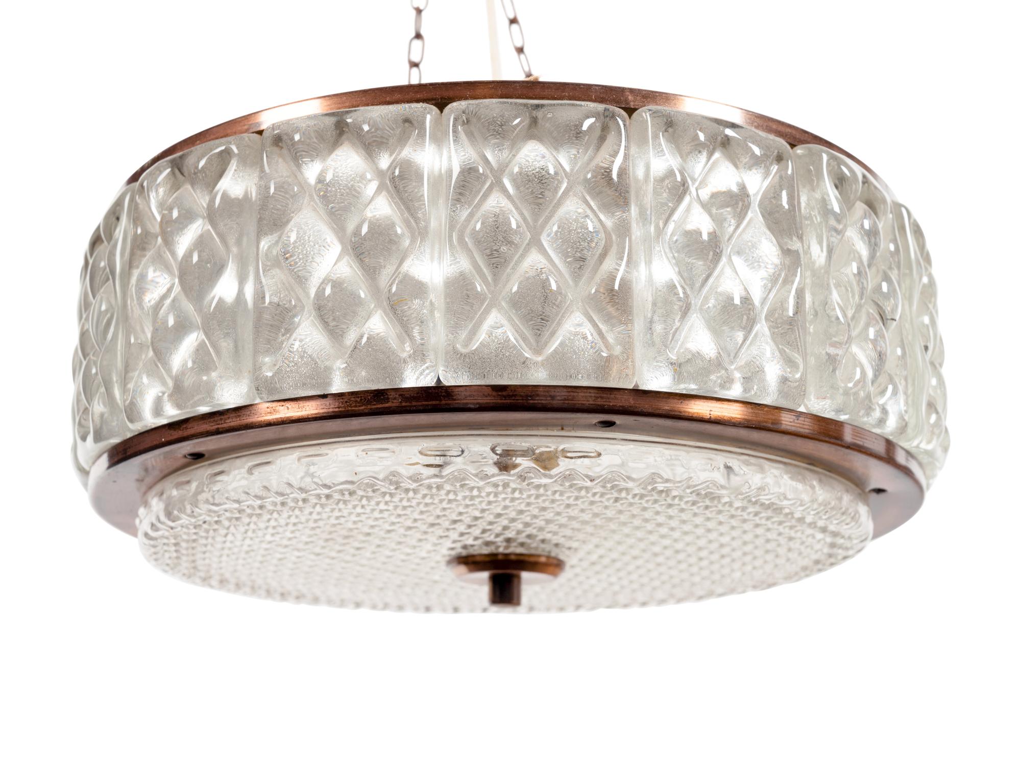 An Orrefors Flush Mount Fixture with Frosted Glass
